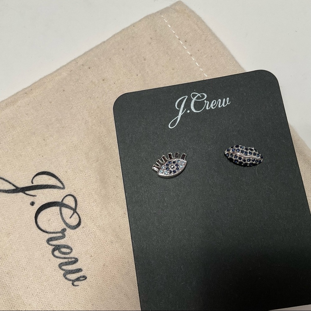 JCREW PAVE LIP AND EYE STUD EARRINGS - Picture 3 of 6